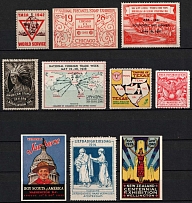United States, Stock of Cinderellas, Non-Postal Stamps, Labels, Advertising, Charity, Propaganda