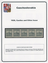 The One Man Collection of Czechoslovakia - Castles and City Views issue - EXHIBITION STYLE COLLECTION: 1926, 267 mint and used (60%) stamps, variety of perforation and watermarks, including coil stamps of 20h with block of six …