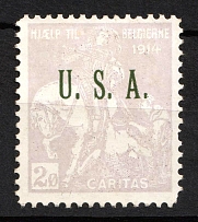 1914 Denmak, 'Help for the Belgians', World War I, Overprint 'U.S.A.', Charity Stamp