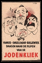 1944 'Yankee-Englishman-Bolshevik Dance to the Tunes of the Jewish Clique', Third Reich Anti-Jewish Propaganda, Nazi Pamphlet, Netherlands, Leaflet
