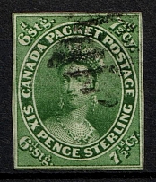 1852-57 6p British Canada, Canada (SG 12, Canceled, CV $3,300)