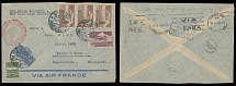 Worldwide Air Post Stamps and Postal History - Czechoslovakia - PREPARED FOR ZEPPELIN FLIGHT: 1936 (May20-24), Air France cover prepared for 2nd SAF, addressed to Buenos Aires, franked by five air post stamps, tied by Smržovka …