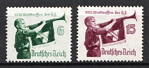1935 Third Reich, Germany (Mi. 584 x - 585 x, Full Set, CV $40, MNH)