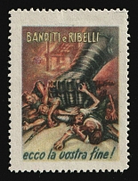 1943-44 'Here is your End!', Third Reich, Germany, German Occupation of Italy, Military Stamp, Italian Social Republic Propaganda