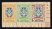 1948 3mk Regensburg, Ukraine, DP Camp, Displaced Persons Camp, Part of Block, Se-tenant (Wilhelm Bl. 31 A - 33 A, Control Inscriptions, Only 500 Issued)