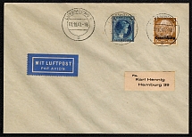 1940 German Occupation Luxembourg Official Cover with Scott Nos. 180 and N1 the first day of validity for the German issued stamps of occupied Luxembourg
