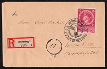 1944 Third Reich, Germany, Registered Cover from Nuremberg (Mi. 887, Full Set, Special Cancellation)