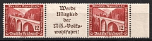 1936 Third Reich, Germany, Se-tenant, Zusammendrucke (Mi. W 114, Margin, CV $50, MNH)