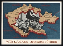 1938 (4 Dec) 'For the Sudetenland Plebiscite', Third Reich Propaganda, Nazi Germany, Postcard from Karlovy Vary (Czech Republic)