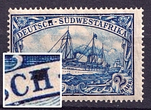 1906-1919 2M South West Africa, German Colonies, Kaiser’s Yacht, Germany (Mi.30, Print Error in 'H', Rare, CV $+++)