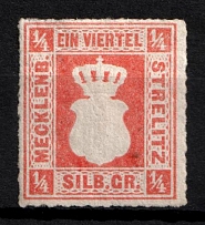 1864 1/4s Mecklenburg-Strelitz, German States, Germany (Mi. 1 a, Sc. 1, CV $290)