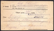 1916 (24 Aug) World War I Military Camp Postcard to Hungary