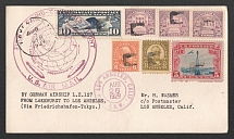 1929 (7 Aug) United States, Graf Zeppelin airship airmail postcard from Lakehurst to Los Angeles, 1st Round the World flight 'Lakehurst - Los Angeles' (Sieger 28 C, CV $360)