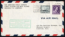 1946 Belgium, Pan American World Airways First Clipper Air Mail Flight Brussels to Limerick Cover,  Mi. 688, 757
