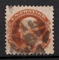 1869 1c Franklin, United States, USA (Scott 112, Dark Brown Orange, Canceled, CV $180)