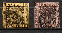 1851-52 Baden, Germany (Mi. 2, 4, Canceled, CV $70)