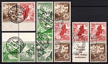 1938 Third Reich, Germany, Tete-beche, Se-tenants, Zusammendrucke (Mi. K 33, K 34, S 248, S 249, S 252, S 253, Canceled, CV $70)