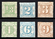1865 Thurn und Taxis, German States, Germany (Mi. 36, 39 - 41, 43 - 44, Signed, CV $60)
