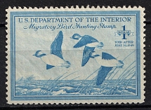 1948 1D Duck Hunting Permit, United States, USA (Scott RW15, CV $60, MNH)