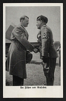 1937 'Fuehrer and Mussolini', Propaganda Postcard, Third Reich Nazi Germany