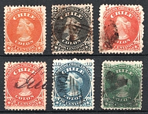 1867-68 Chile (Mi. 8 - 12, Canceled, CV $90)