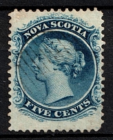 1860-63 5c Nova Scotia, Canada (SG 24, Canceled, CV $40)