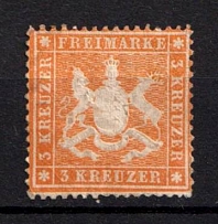 1860 3Kr Wurttemberg, Germany (Mi. 17 x a, CV $520)