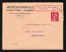 1943 France, Military Post Cover from the German Company 'Intercontinentale' in Paris, Censorship from the High Command of the Wehrmacht, German Occupation of France
