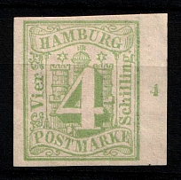 1859 4s Hamburg, German States, Germany (Mi. 5, Sc. 5, Signed, CV $130)