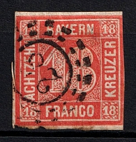 1862 18kr Bavaria, German States, Germany (Mi. 13 a, Canceled, CV $260)