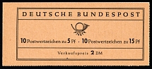 1963 Compete Booklet with stamps of German Federal Republic, Germany, Excellent Condition (Mi. MH 8 I, 10 x Mi. 347 y, 10 x Mi. 351 y, CV $50)
