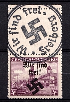 1939 4k Moravia-Ostrava, Bohemia and Moravia, Germany Local Issue (Mi. 17, Type I, Special Cancellation Freiberg, CV $130)