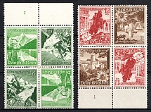 1938 Third Reich, Germany, Se-tenants, Zusammendrucke, Blocks of Four (Mi. K 33, K 34, Margins, CV $30)