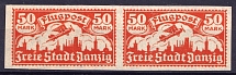 1923 50M Danzig, Germany, Airmail, Pair (Mi. 134 X U, Imperforated, Signed, CV $200)