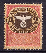 'A2' Employee Medical Insurance Stamp, Revenue, Swastika, Third Reich, Nazi Germany
