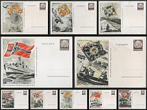 1941 'The Victory Is With Our Flags', Сommemorative Set, Third Reich, Germany, 10 Postcards, Mint