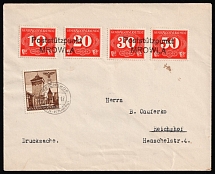 1941 General Government, Germany, Cover from Mrowla (Poland) to Reichshof franked with Full Set and 6gr (Mi. 40, 1 - 4, CV $120)