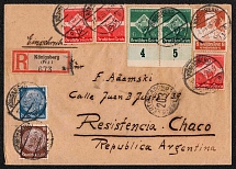 1935 Third Reich, Germany, Registered Cover Konigsberg - Resistencia (Argentina)