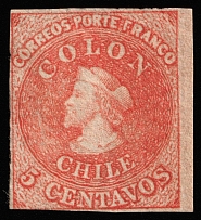 1861 5c Chile, South America (Mi 1IIg, CV $360)