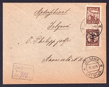 1919 (11 Oct) Russia, Civil War, Registered Cover from Jelgava, franked with West Army and Latvia 35k Stamps