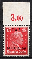 1927 15pf Weimar Republic, Germany (Mi. 408 P OR, CV $390, MNH)
