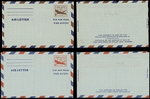 Worldwide Air Post Stamps and Postal History - United States - 1951, DC-4 Skymaster, stationery envelope 10c chocolate on pale blue paper, error of color, 4-line text on reverse, VF and scarce, a common envelope No. UC16 is …