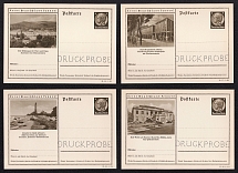 1935 Hindenburg, Third Reich, Germany, 4 Postal Cards (Proofs, Druckproben)