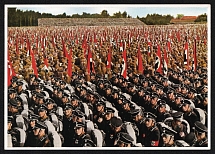 '100,000 Men SA, SS, St at the Nuremberg Party Conference in 1933', Album No.8 'Germany Awakens' 'Becoming, Fight and Victory of the NSDAP', Third Reich Nazi Germany Propaganda Poster
