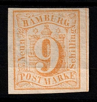 1859 9s Hamburg, German States, Germany (Mi. 7, Sc. 7, Signed, CV $330)