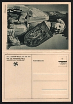1935 Norddeutscher (North German) Lloyd Ship Holiday Cruises of NS Community “STRENGTH THROUGH JOY”, Dinner (!) menu on 12pf Double Bremen postcard, Rare, Propaganda Postcard, Third Reich Nazi Germany