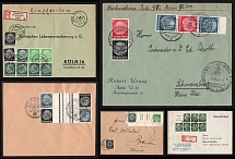 1937-41 Hindenburg, Third Reich, Germany, Covers franked Se-tenants Zusammendrucke tied by Cologne, Berlin Postmarks