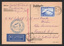 1929 (15 May) Germany, Graf Zeppelin airship airmail postcard from Friedrichshafen to Newark (United States), Flight to North America 1929 'Friedrichshafen - Lakehurst' (Flight delay, Sieger 26 A, CV $120)
