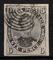 1851 6p British Canada, Canada (SG 2, Canceled, CV $1,700)