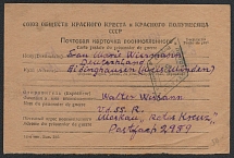 1947 German POW in USSR, Red Cross, Censored postcard to Germany